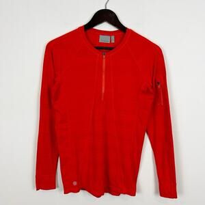 Athleta Women's Red Pacifica UPF Long Sleeve 1/4 Zip Swim Top Size Medium